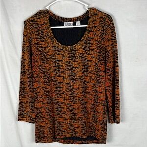 Vintage Chico's Design Orange and Black Tiger Stripe Blouse